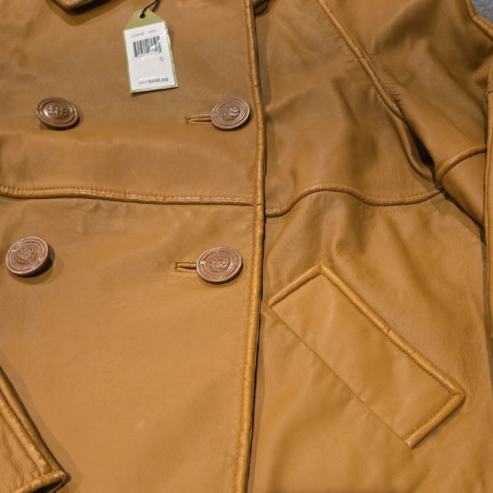 Max Studio Tan Leather Jacket - Picture 3 of 5
